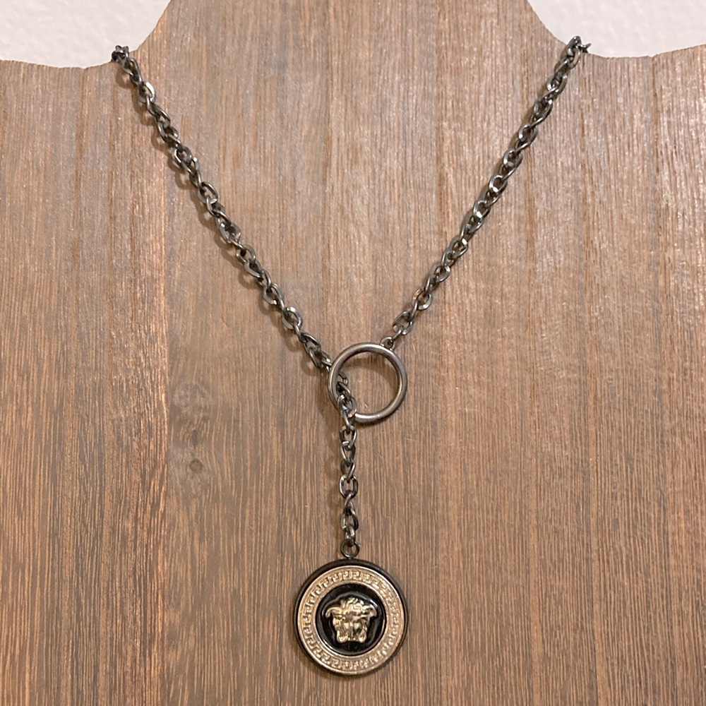 Versace Medusa Button Necklace Upcycled